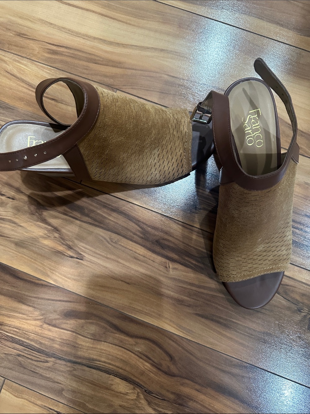 Franco Sarto Brown Suede Open-Toe Slingback Mules 10M